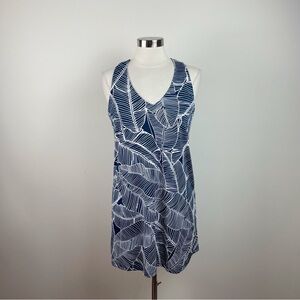 Beach Break Navy Blue White Tropical Floral Dress Women Medium Stretch Summer